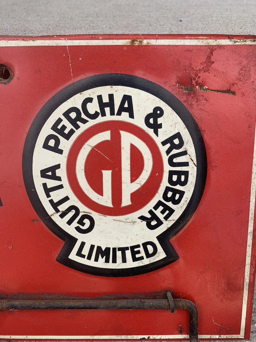 Vintage Gutta Percha Advertising Sign Fan Belt Rack Service