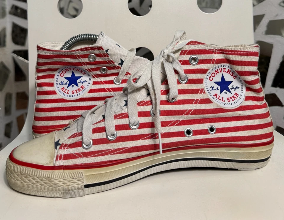 Converse All Star Vintage Hi American bandiera USA mai indossate senza scatola taglia 40EU - Immagine 4 di 4