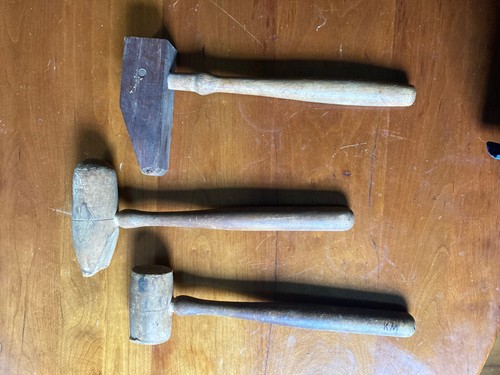 Vintage Wood Mallet Hammer, Set of 3. Silversmithing, Metalsmithing, Cross pein - Picture 2 of 4