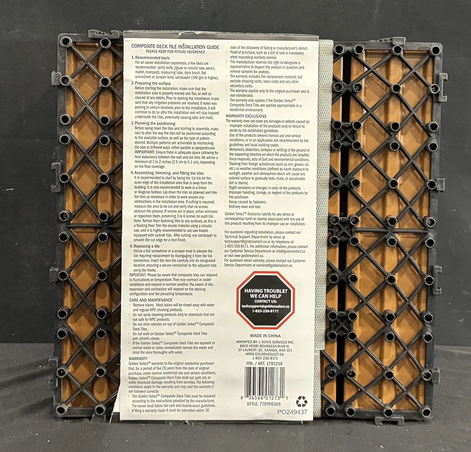 Azulejo de cubierta compuesto Golden Select 1953155 marrón claro 24 unidades 23,25 pies cuadrados nuevo Foto 3 de 4