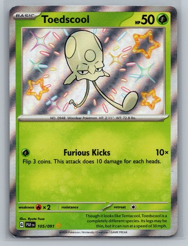 Toedscool Holo Shiny Rare SV: Paldean Fates 105/091 NM
