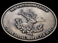 II07151 NOS VINTAGE 1970s  NRA  THIRD ANNUAL TROPHY ELK HUNT BUCKLE