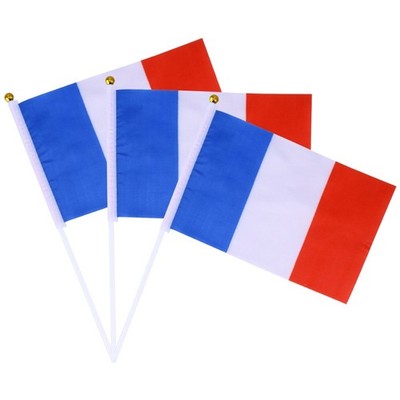 12 Pcs Mini-flaggen Auf Stäbchen Französische Handflagge Handwellenflagge