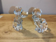 2 Jolis Chien , Daum France verre transparent lévrier sculpture presse papier 