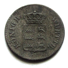 German States Wurttemburg  1 Kreuzer  1851 Circulated Coin KM# 590
