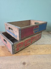 Vintage Pepsi Cola Wood Crate Lot Of 2 Farmhouse Decor Box Glass Bottle Carrier