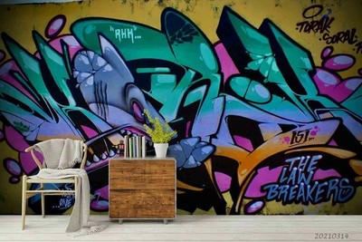 3D Abstract Graffiti Wallpaper Wall Mural Removable Self-adhesive 49