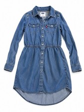 Levi’s Girls Size 10 Denim Shirt Dress Blue Long Sleeve Button Front Western