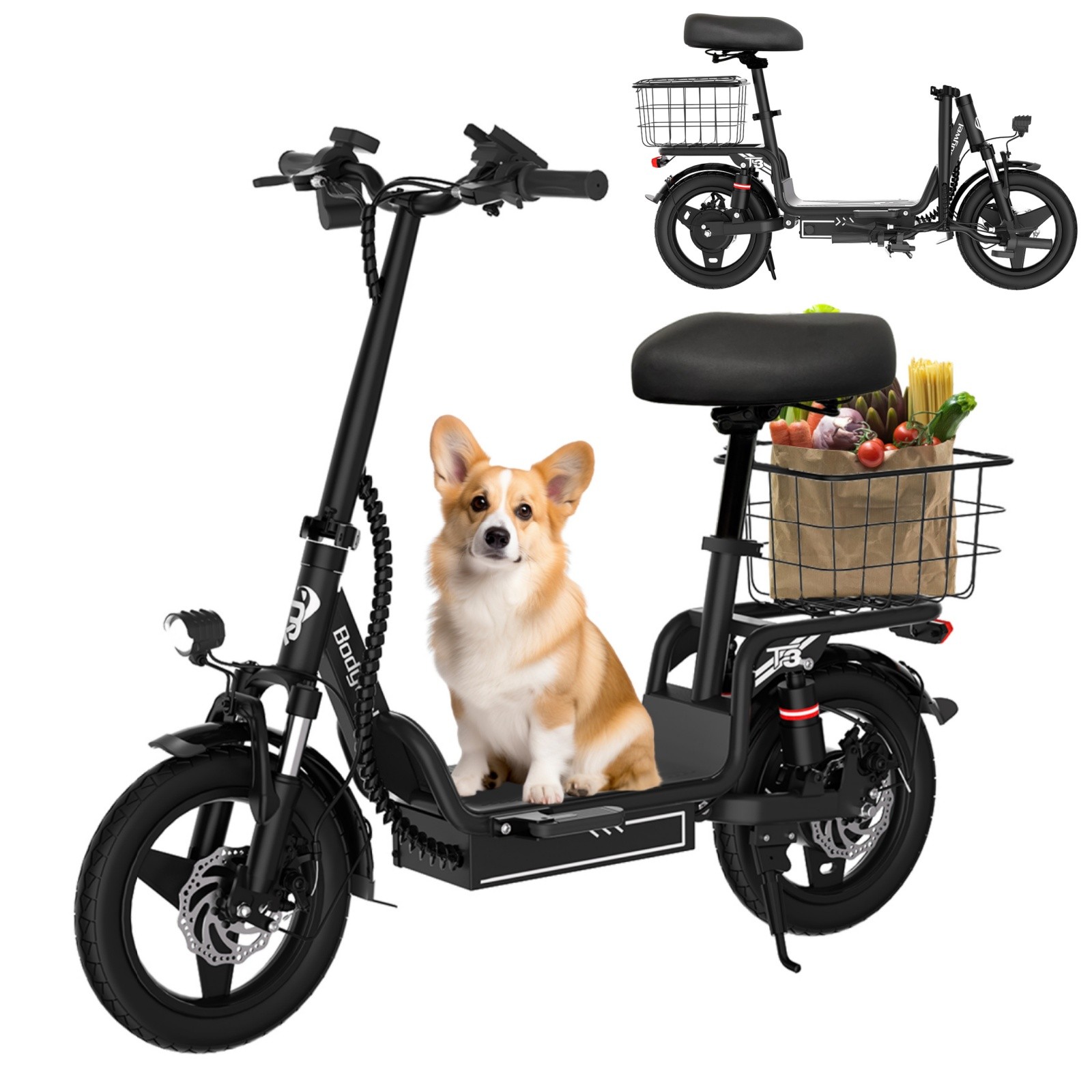 T3 Electric Scooter with Seat Adults 20MPH Foldable E Scooter 25Miles 14'' Wheel