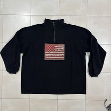 Vintage American Flag Sweater Made In USA Ribbed Cotton 1/4 Zip Men’s XL July
