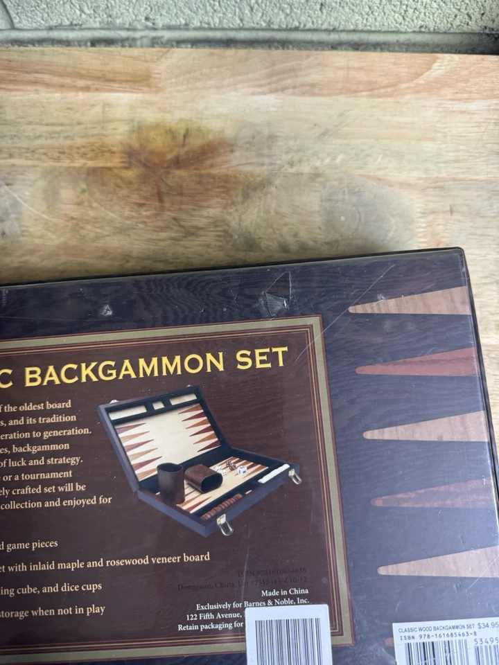 SEALED Classic Backgammon Game Set Travel Size Solid Wood Game Pieces - Image 4 of 4