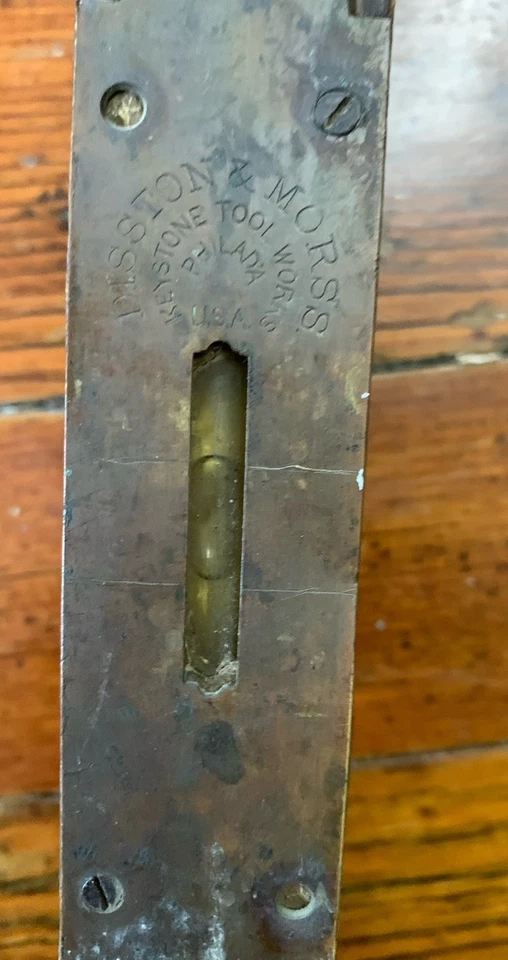 Rare Antique Disston & Morss  Wood & Brass 26" Carpenters Level Keystone Tool Co - Image 4 of 4