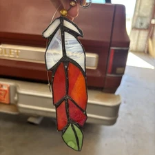 Feathered Stain Glass Feather 7.5 Inches Multicolored