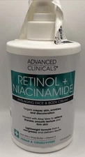Advanced Clinicals Retinol & Niacinamide Anti-Aging Face & Body Cream 15 Oz. NEW