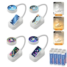 4 Pack Cute Book Light Bulk for Reading in Bed 3 Color Adjustable Brightness
