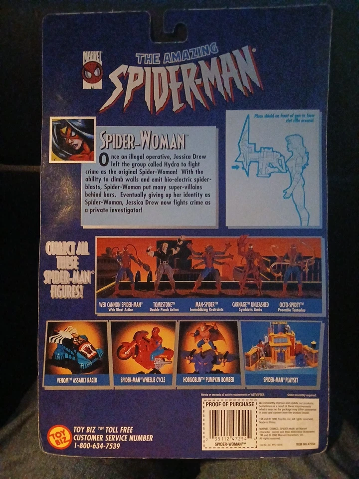 Figura de acción Toy Biz Spider-Woman 1996 con equipo de asalto Black Widow sin usar, en caja sin abrir Foto 2 de 2