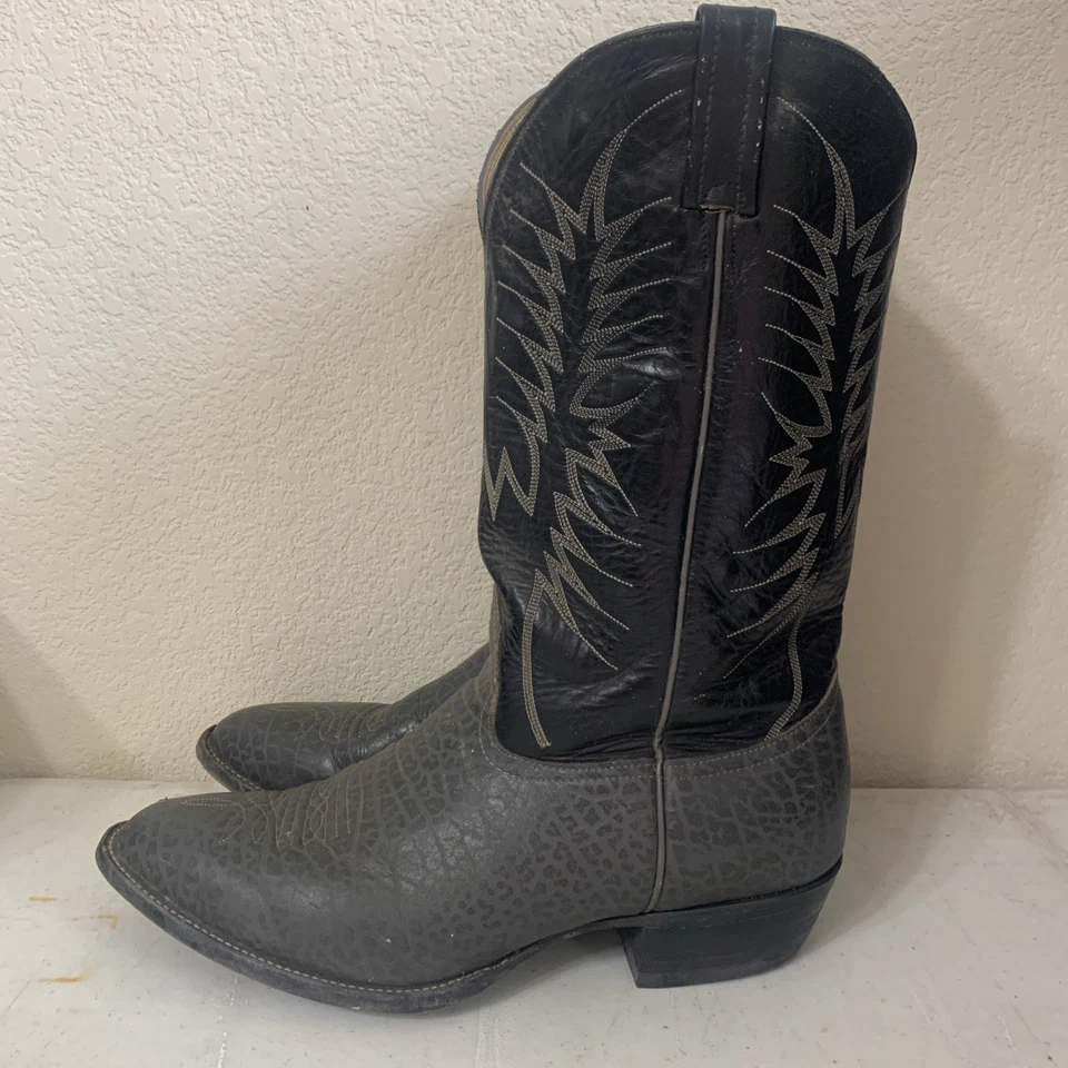 Botas de caubói masculinas vintage Nocona 12 EE feitas nos EUA estampa de elefante cinza - Imagem 3 de 4