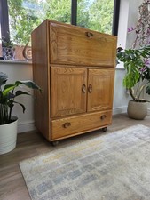 😍 EXCELLENT Vintage Retro ERCOL Model 469 Bureau Drinks Cabinet Elm DELIVERY 🚚