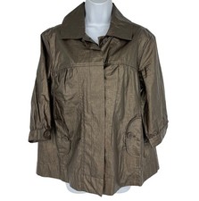 Chico's Metallic Bronze Button-Front Lightweight Jacket Women's Size 2 US L