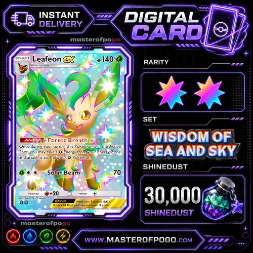 Pokemon TCG Pocket - Leafeon EX - Shiny Full Art 2 Star - English - Fast Trade - product listing photo