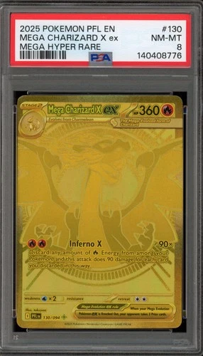 Pokemon Mega Charizard X ex Phantasmal Flames Mega Hyper Rare #130 PSA 8