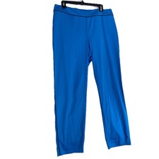 St John Pants Womens 10 Black Label Blue Wool Knit Piping Trouser Slacks 34x28