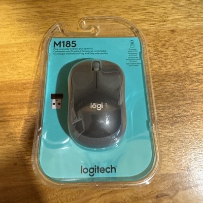 Logitech M185 Wireless Mouse 2.4 GHz with USB Receiver 1000 DPI - Black NEW