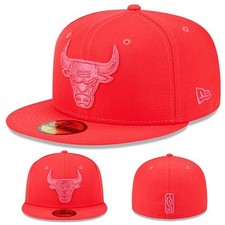 New Era Chicago Bulls 5950 Fitted Hat Customized NBA Infrared Red Cap