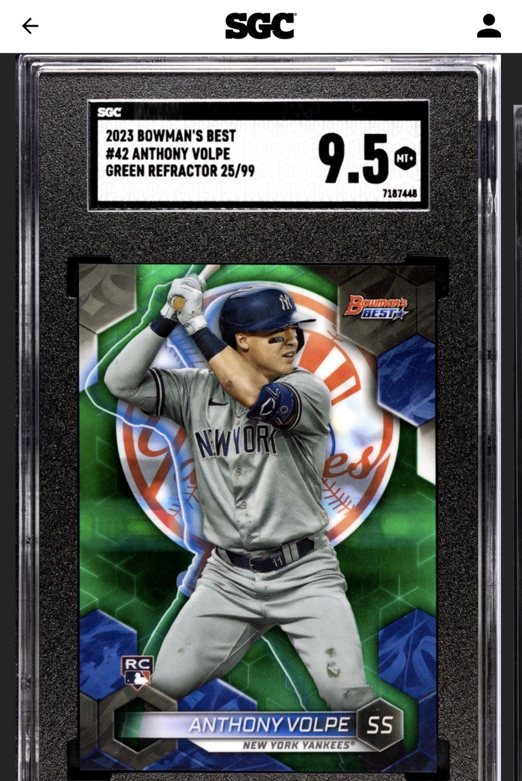 2023 Bowman's Best - Anthony Volpe #42 Green Refractor /99 (RC)