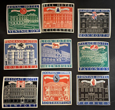 9 Diff Trust House UK Hotel Luggage Labels / Label ~PAIGNTON VENTNOR... c 1950's