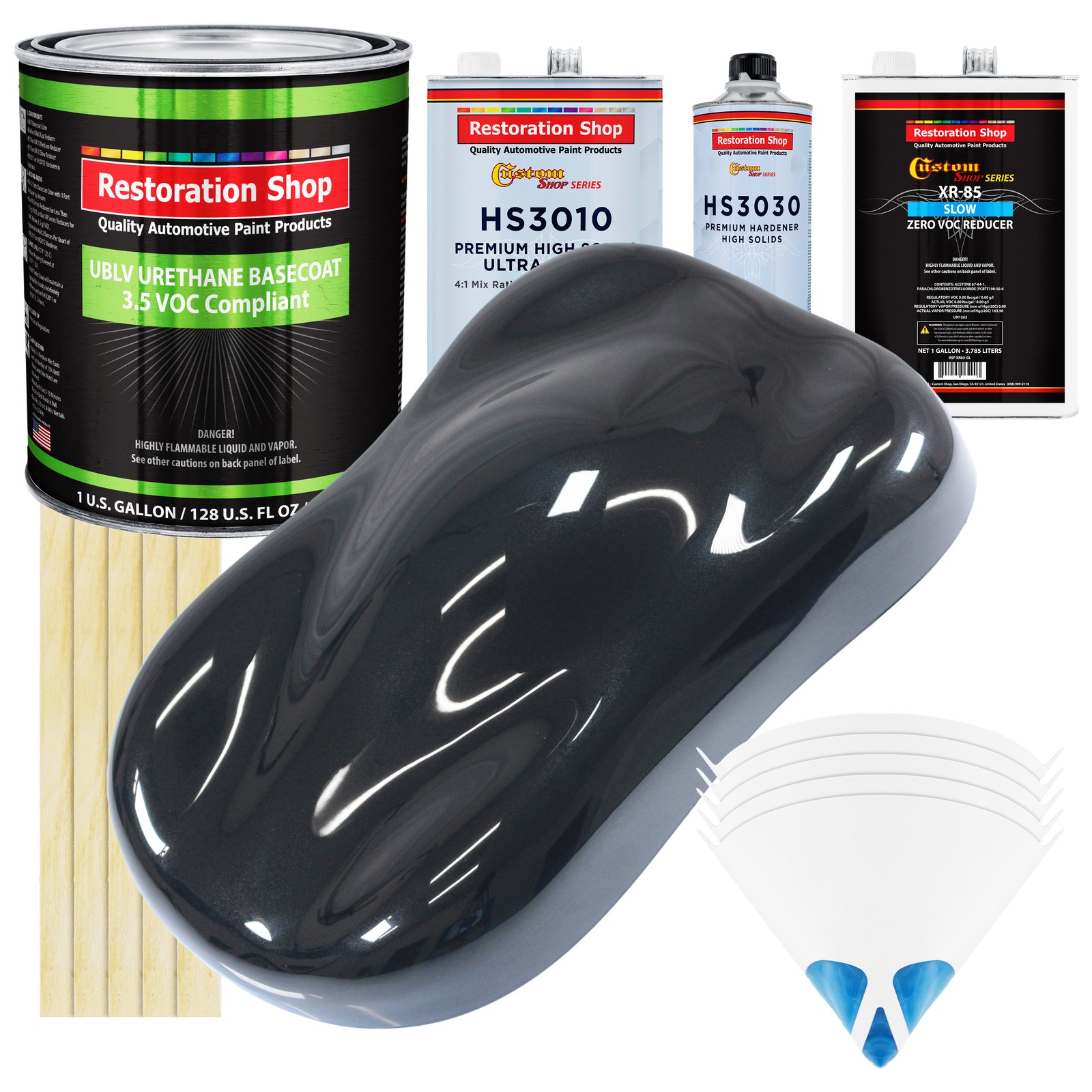 Phantom Black Pearl Low VOC Slow Prem Paint Gal Kit Urethane Basecoat Clearcoat