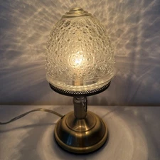 VTG Glass Globe Beehive Acorn Table Touch Light Fairy Table Lamp 12" Cottagecore