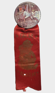Midnight Alarm False Alarm 1.75" Celluloid Pinback Ribbon Firefighter Humor