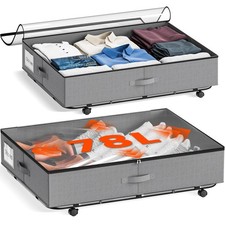 XXXL 78L Under Bed Storage with Wheels, Rolling Storage Containers with Clear...
