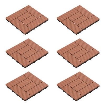Patio Deck Tiles Interlocking Terracotta 6 Pack 12x12'' Pure Garden 50-LG1190