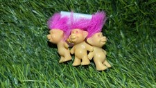 VINTAGE TROLL Doll Earrings,  Ring Made in Korea Pink Hair