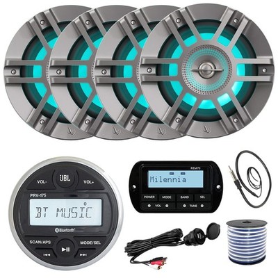 JBL PRV175 Receiver, 4X 6.5'' LED Speaker, USB/AUX Mount, Remote, Wire, Antenna