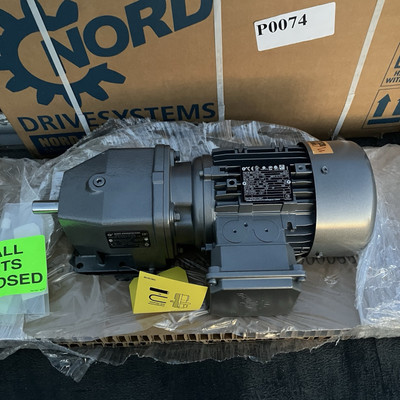 Nord SK-02-VL-80LP/4 Gear Motor 1 Hp 586rpm 3/4  Reducer Ratio 2.95:1, 230/460V