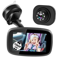 Shybaby 1080P Baby Car Mirror, 4.3" Baby Car Camera Monitor with 170  Black