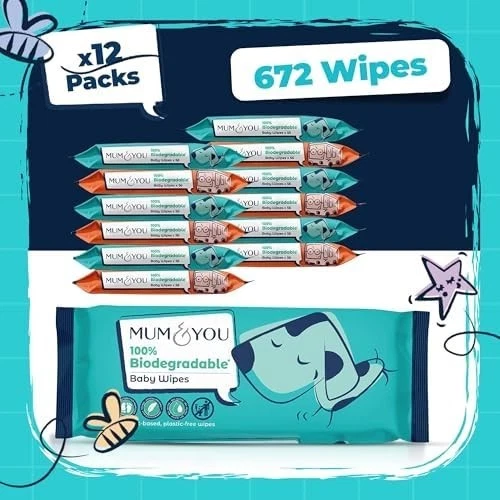 Mum & You 99.4% Water Baby Wipes 100% Biodegradable 1008 Wipes Bulk Pack