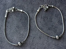 Charm Vintage Style 925 Silver Plated Anklet 11" Superb Jewelry JW