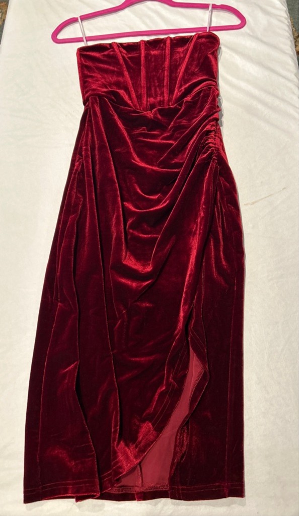 Lulus XS wine Red Velvet Corset Top Dress New