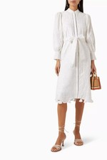 NWT Alice + Olivia Shanley Embroidered Long Sleeve Button Front Midi Dress