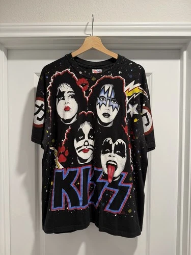 KISS T Shirt Mens XL AOP Hanes Winterland Conce 1990s vintage concert t-shirt, vintage, size XL, single stitch, B+ condition