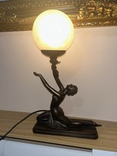 Widdop Bingham Rosa Art Deco Lady  Lamp Glass Globe Cast Bronze Style 2.6kg 
