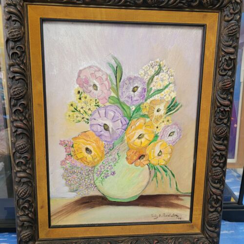 original acrylic painting signed great,beautiful excellent conditions framed 20" - Foto 1 di 22