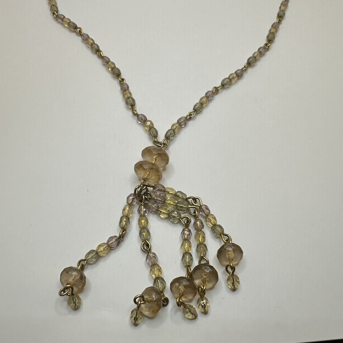 Vintage Costume Jewelry Necklace Beaded Boho LC Stamped