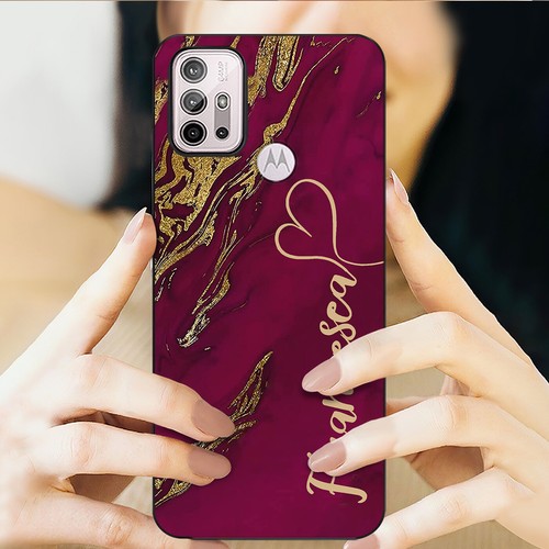 Case Personalised For Motorola E14 G54 G14 G85 G24 Marble Textured Phone Cover - Picture 72 of 96