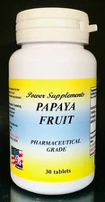 Papaya enzymes, papain, digestive, immune system - 30, 60 or 90 tablets.