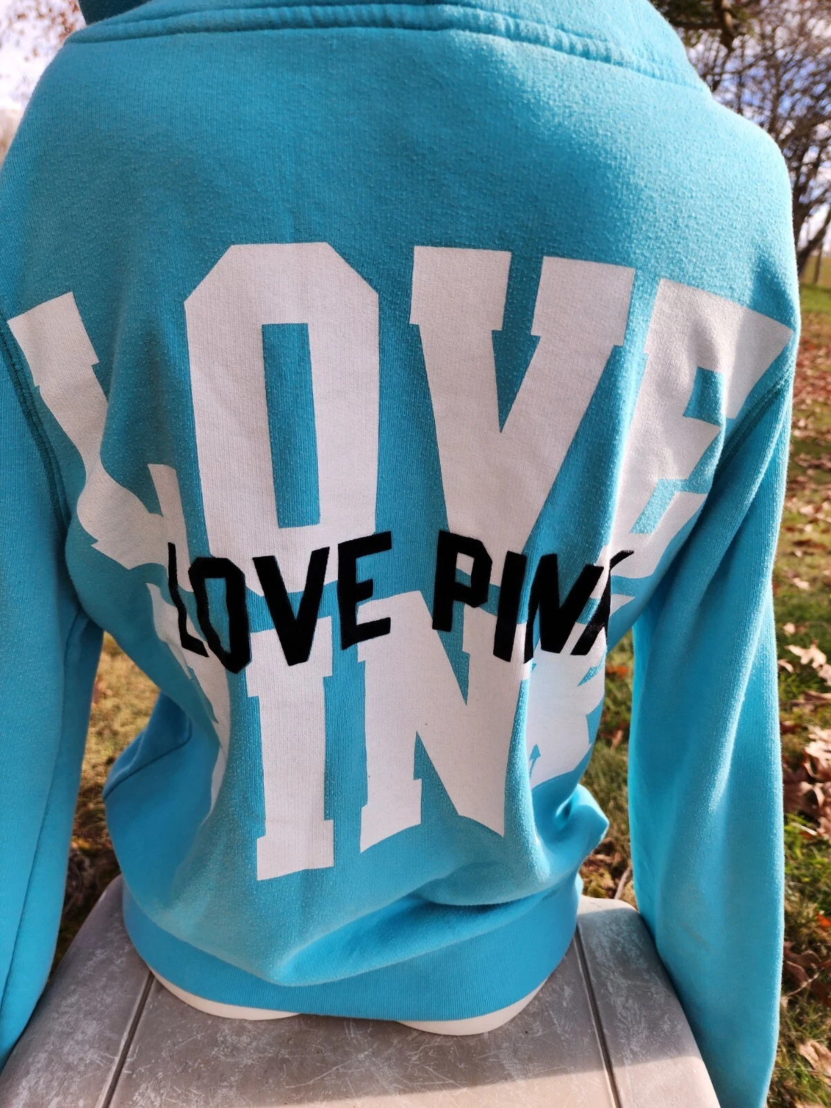 UNDERCOVER Victoria Secret Felpa con Cappuccio CHIUSURA ZIP Colore Blu Cielo Taglia Large LOVE